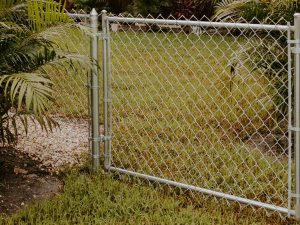 Photo of a 4 foot galvanized steel chain link fence and gate