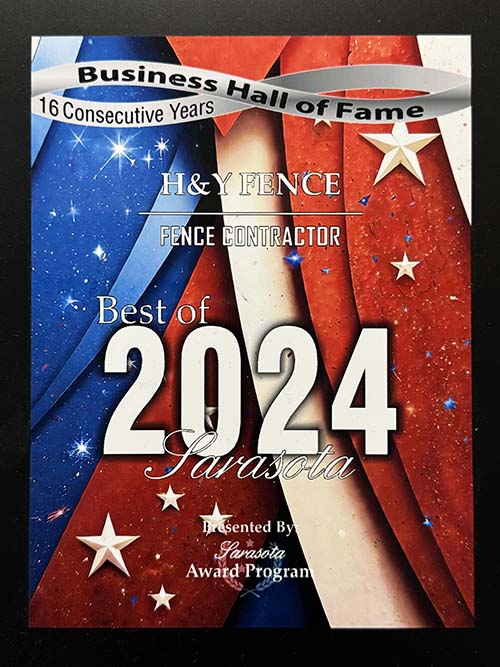 Award - Business Hall of Fame - Best Fence Contractor of Sarasota